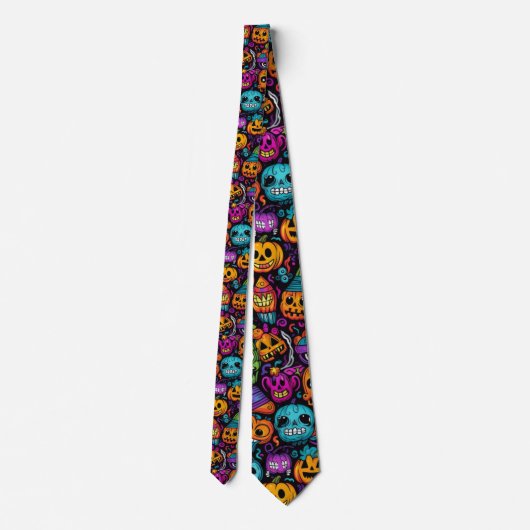 Monsters Pattern Neck Tie Krawatte (Rückseite)