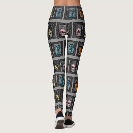 Monsters Portraits Creepy Illustrations Zombies Leggings (Rückseite)