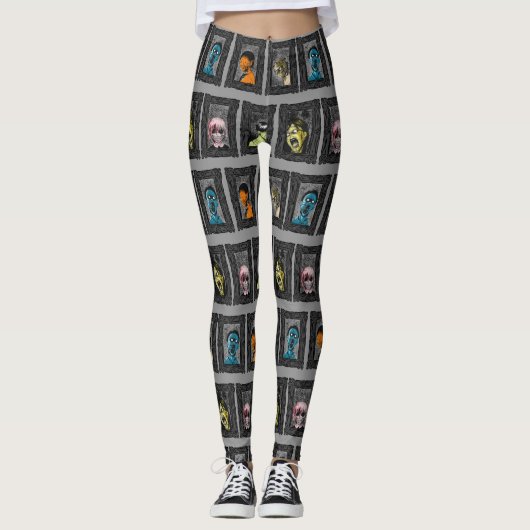 Monsters Portraits Creepy Illustrations Zombies Leggings (Vorderseite)