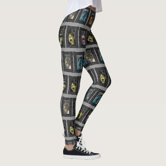 Monsters Portraits Creepy Illustrations Zombies Leggings (Rechts)