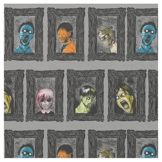 Monsters Portraits Creepy Illustrations Zombies Stoff (Nahaufnahme)