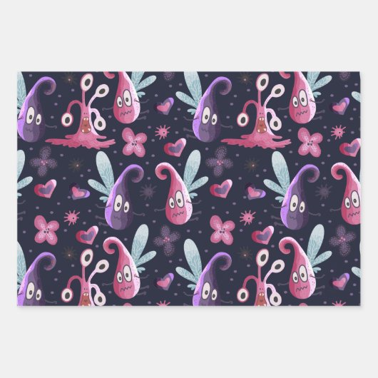 Monsters Wrapping Paper Sheets Geschenkpapier Set (Vorderseite 2)