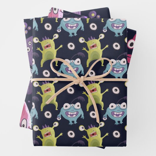 Monsters Wrapping Paper Sheets Geschenkpapier Set (Beispiel)
