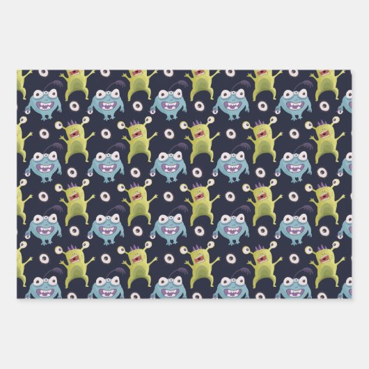 Monsters Wrapping Paper Sheets Geschenkpapier Set (Vorderseite)