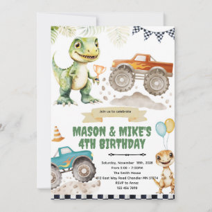 Monstertruck-Dinosaur-Themen-Einladung Einladung