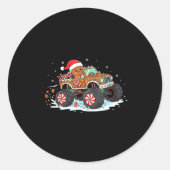 Monstertruck Gingerbread Kids Funny Christmas Baki Runder Aufkleber (Vorderseite)