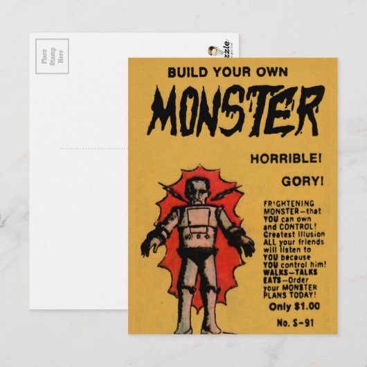 Monsterwerbung für Vintage Comic-Mail Postkarte (Vorne/Hinten)