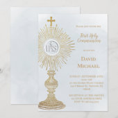 monstrance design First Holy Communion Einladung (Vorne/Hinten)