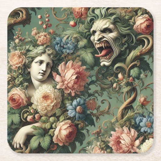 Monstres au Paradis – Gothic Victorian Rechteckiger Pappuntersetzer (Vorderseite)