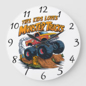 Monstrosiger Lkw erobert trostlosen Pile Große Wanduhr (Vorderseite)