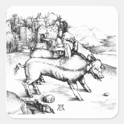 Monstrosisches Schwein Quadratischer Aufkleber (Vorderseite)