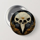 Monstrous Raven Horror Goth Gothic Button (Vorne & Hinten)