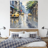 Monsun Magic: Kalkutta im Regen - Ölgemälde Leinwanddruck (Insitu (Schlafzimmer))