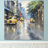 Monsun Magic: Kalkutta im Regen - Ölgemälde Leinwanddruck (Insitu (Holzboden))