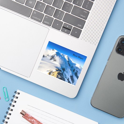 Mont Blanc Aufkleber (Laptop mit iPhone)