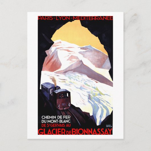 Mont Blanc, Berg Frankreich, Vintage Bahnreise Postkarte (Vorderseite)