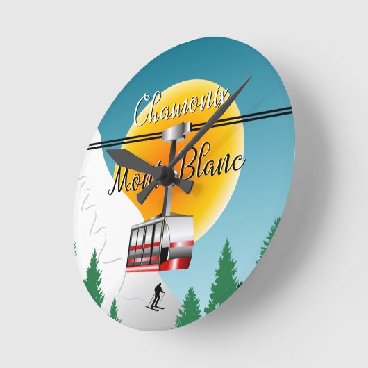 Mont Blanc Chamonix - Luftseilbahn Runde Wanduhr (Winkel)