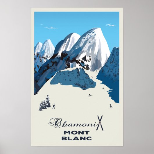 Mont Blanc, Chamonix, Ski Poster (Vorne)