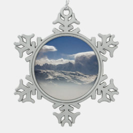 Mont Blanc France Holiday Card Poster Foto Block Schneeflocken Zinn-Ornament