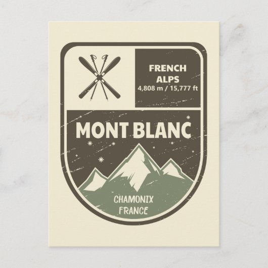 Mont Blanc Französische Alpen Chamonix Frankreich Postkarte (Vorderseite)