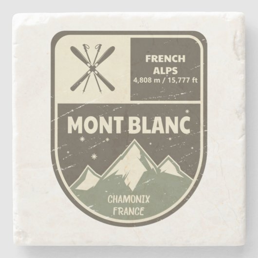 Mont Blanc Französische Alpen Chamonix Frankreich Steinuntersetzer (Vorderseite)