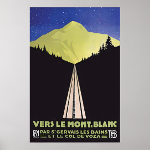 Mont-Blanc-Reiseposter Vintage Französische Alpen  Poster