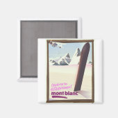 mont blanc Snowboarden Reiseplakat. Magnet (Vorderseite/Rückseite)