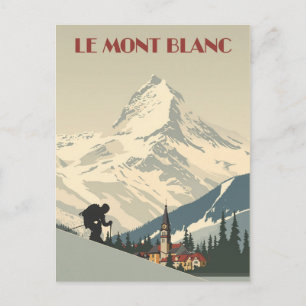 Mont Blanc Vintage-Ski Postkarte