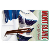 Mont Blanc Vintages Skifahrplakat Magnet (Horizontal)