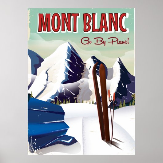 Mont Blanc Vintages Skifahrplakat Poster (Vorne)