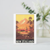 Mont Neuseeland Reiseplakat Postkarte (Stehend Vorderseite)