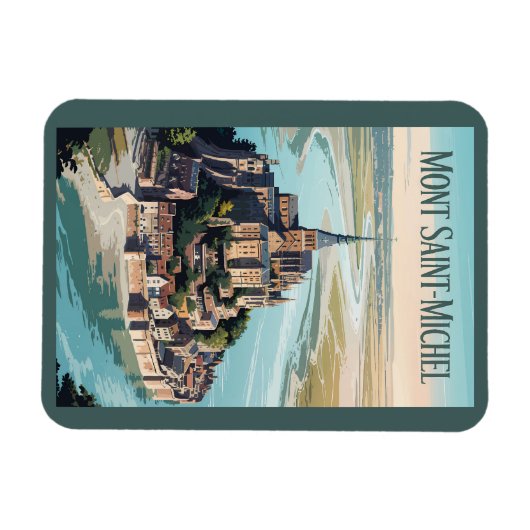 Mont-Saint-Michel France Illustration Travel Art Magnet (Horizontal)