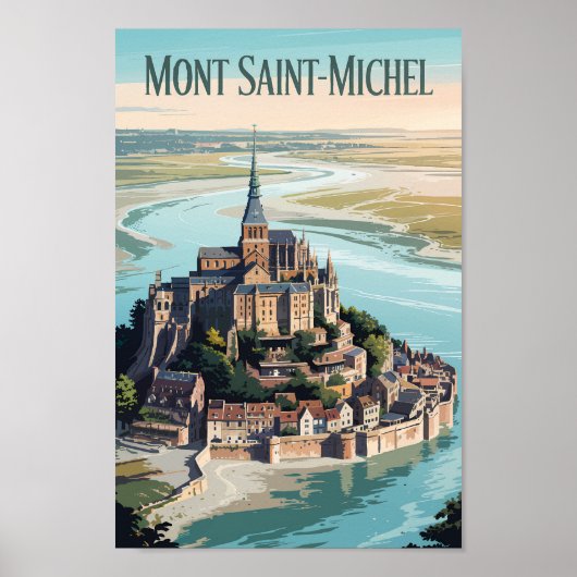 Mont-Saint-Michel France Illustration Travel Art Poster (Vorne)