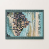 Mont-Saint-Michel France Illustration Travel Art Puzzle (Horizontal)