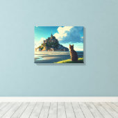 Mont Saint-Michel France Travel Cat Leinwanddruck (Insitu (Holzboden))