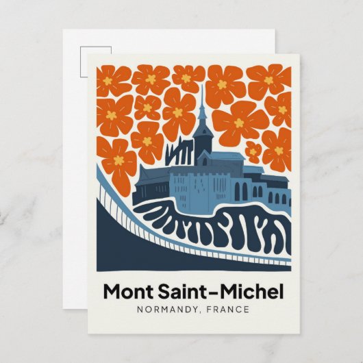 Mont Saint Michel Frankreich abstrakter Reiseraum Postkarte (Vorne/Hinten)