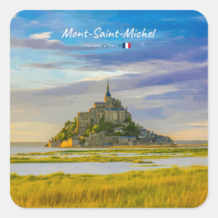 Mont-Saint-Michel, Frankreich - Mittelalterliche A Quadratischer Aufkleber