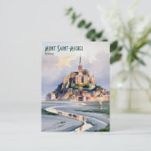 Mont Saint-Michel Frankreich Reisen Vintage Wasser Postkarte (Stehend Vorderseite)