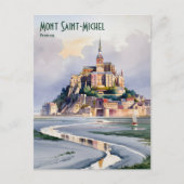 Mont Saint-Michel Frankreich Reisen Vintage Wasser Postkarte (Vorderseite)