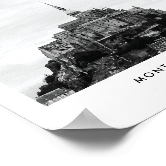 Mont Saint Michel Frankreich Schwarz & Weiß Foto Poster (Ecke)