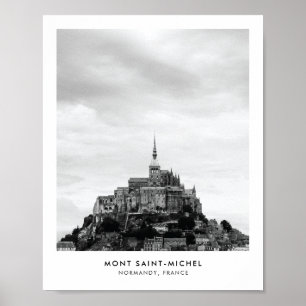 Mont Saint Michel Frankreich Schwarz & Weiß Foto Poster