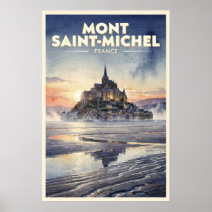 Mont Saint-Michel Frankreich Vintage Reise Poster