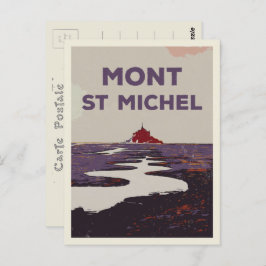 Mont Saint Michel Illustration Frankreich Postcard Postkarte