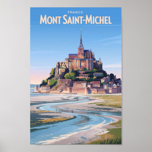 Mont Saint Michel Illustration Reise Kunst Vintage Poster