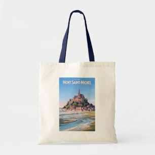 Mont Saint Michel Illustration Reise Kunst Vintage Tragetasche