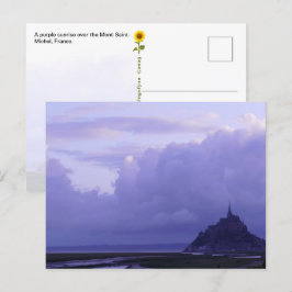 Mont-Saint-Michel Lila Sunrise, Frankreich - Postc Postkarte