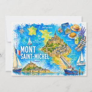Mont Saint-Michel Normandie Aquarell Postkarte