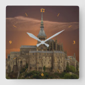 Mont-Saint-Michel Quadratische Wanduhr (Vorderseite)