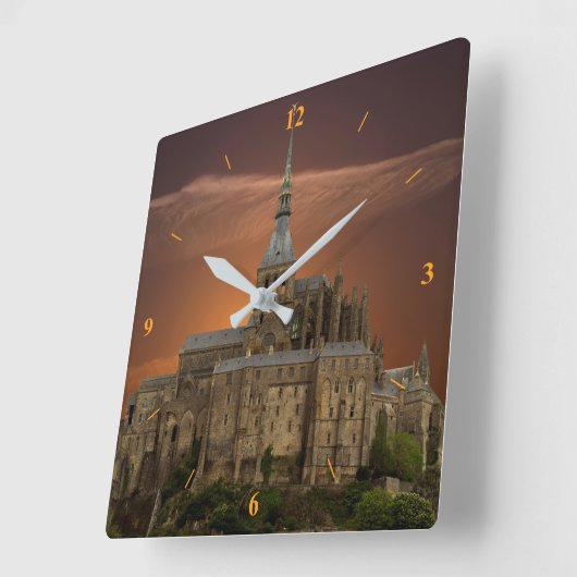 Mont-Saint-Michel Quadratische Wanduhr (Winkel)