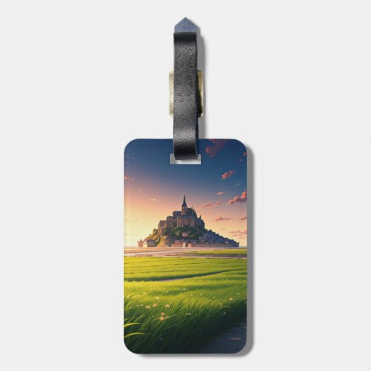 Mont Saint-Michel Sunset Postcard Gepäckanhänger (Rückseite vertikal)